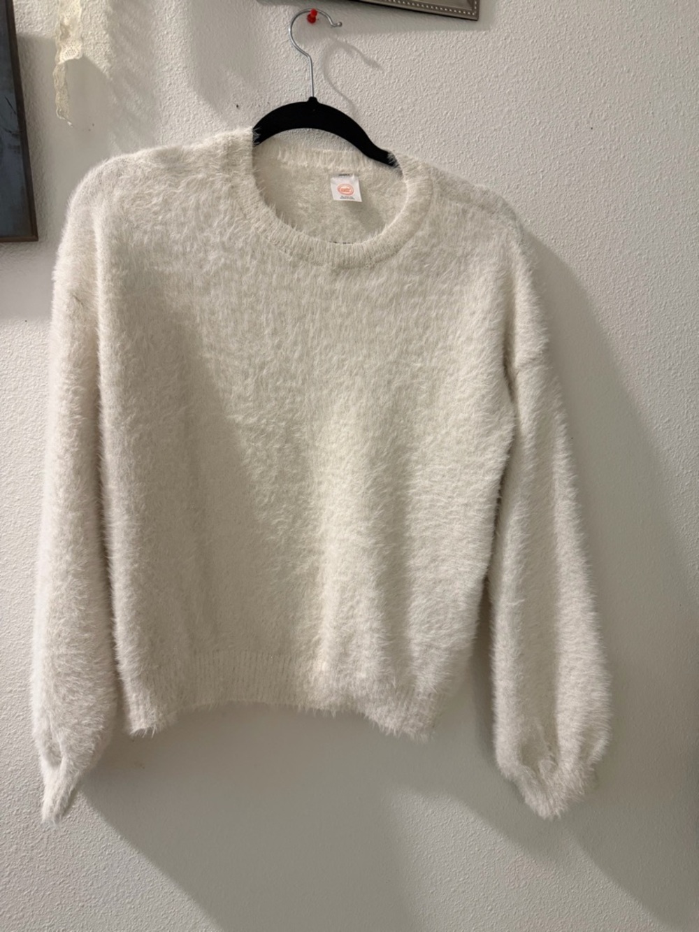 Cream Fuzzy Crewneck Sweater